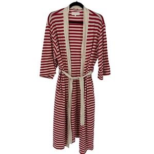 THE GREAT. Red and White Striped Pajama Robe